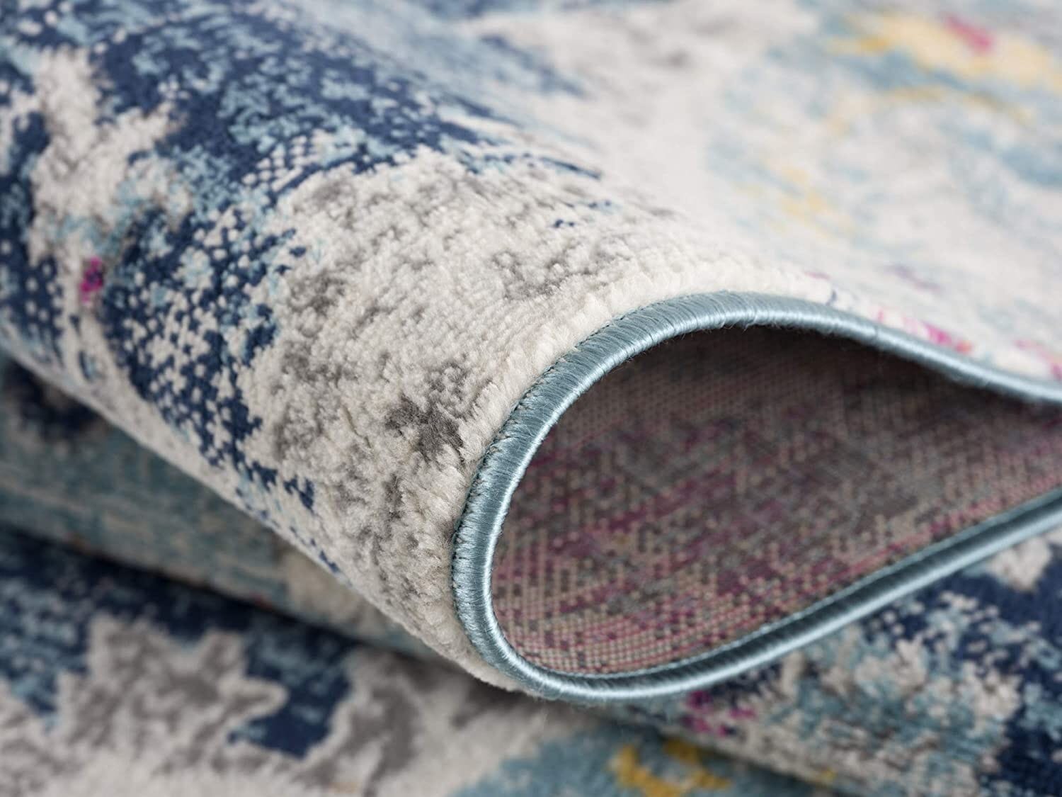 13' Blue and Ivory Medallion Distressed Runner Rug