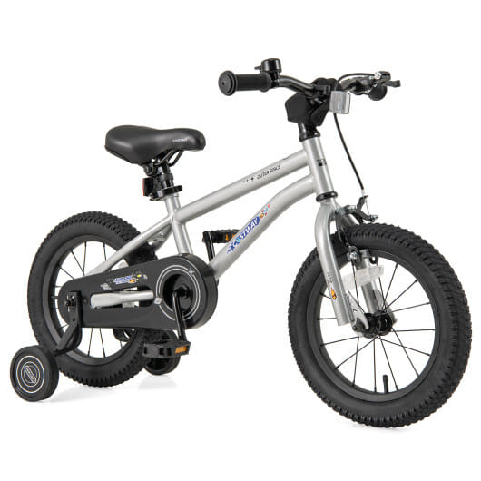 14-Inch Kids Bike Bicycle for Boys Girls 3-5 with High Carbon Steel Frame - Color: Silver - Size: 14 inches
