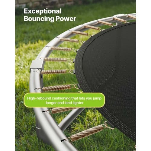 Outdoor Trampoline, 10FT Round Recreational Trampoline with Enclosure Net, ASTM Approved, Heavy Duty Trampolines, Max 330 lbs Weight Capacity, Anti-Rust Backyard Trampolines for Kids & Adults