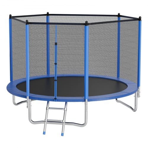Outdoor Trampoline, 10FT Round Recreational Trampoline with Enclosure Net, ASTM Approved, Heavy Duty Trampolines, Max 330 lbs Weight Capacity, Anti-Rust Backyard Trampolines for Kids & Adults