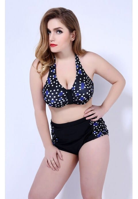 Plus Size Polka Dot High Waist Swimwear