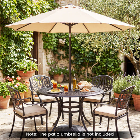 Concrete Patio Umbrella Base with Rattan Pattern for Lawn - Color: Black