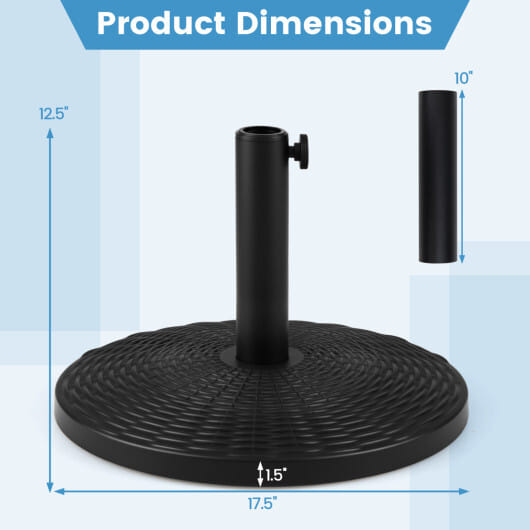 Concrete Patio Umbrella Base with Rattan Pattern for Lawn - Color: Black