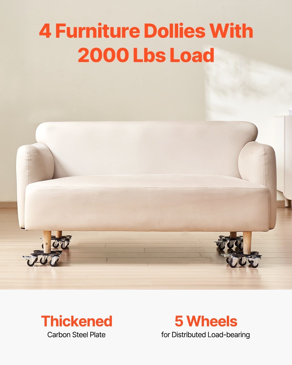 Furniture Dolly, Maximum Load 1200 lbs, Heavy Duty Furniture Movers with 5 360?° Rotation Wheels, Carbon Steel Panel, Furniture Lift Slider Tool Set for Appliances, Sofa, Fridge, Washing Machine