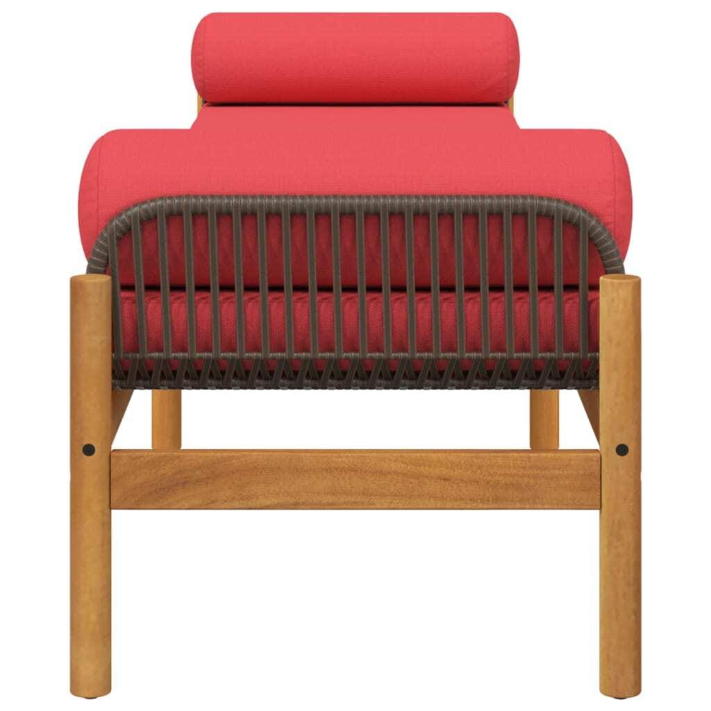 Patio Bench with Cushion Brown Poly Rattan Acacia