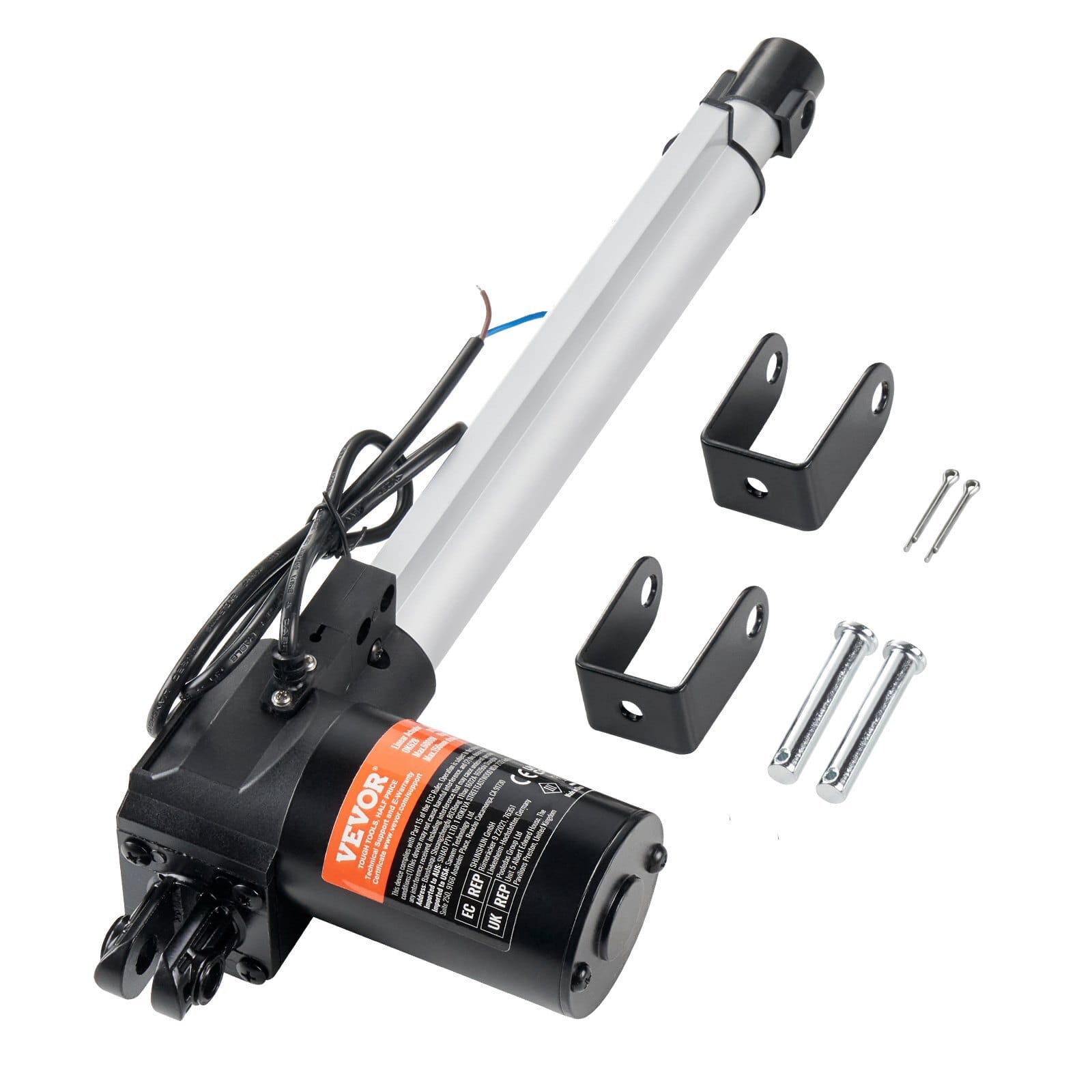 Linear Actuator 12V, 10 Inch Heavy Duty 1320lbs/6000N Linear Actuator, 0.19"/s Linear Motion Actuator with Mounting Bracket & IP44 Protection for Electric Door Industrial Machinery Vessels Cargo