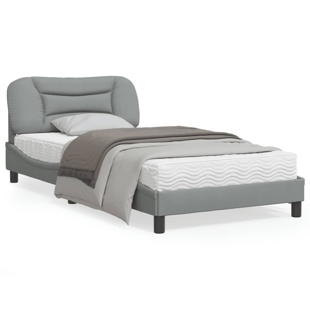 Bed Frame without Mattress "Hvar" Light Gray 39.4"x74.8" Fabric