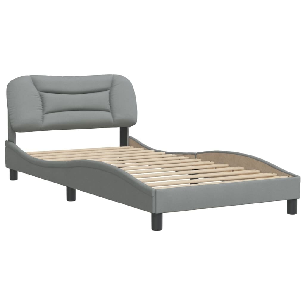 Bed Frame without Mattress "Hvar" Light Gray 39.4"x74.8" Fabric