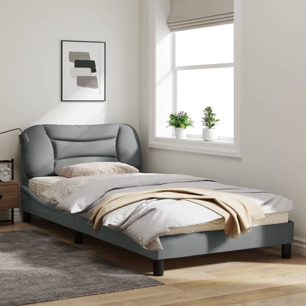 Bed Frame without Mattress "Hvar" Light Gray 39.4"x74.8" Fabric