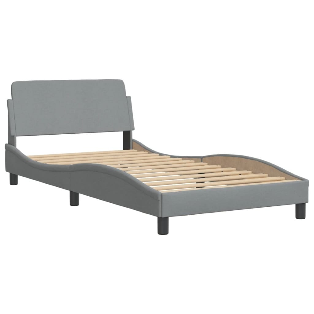Bed Frame without Mattress "Hvar" Light Gray 39.4"x74.8" Fabric