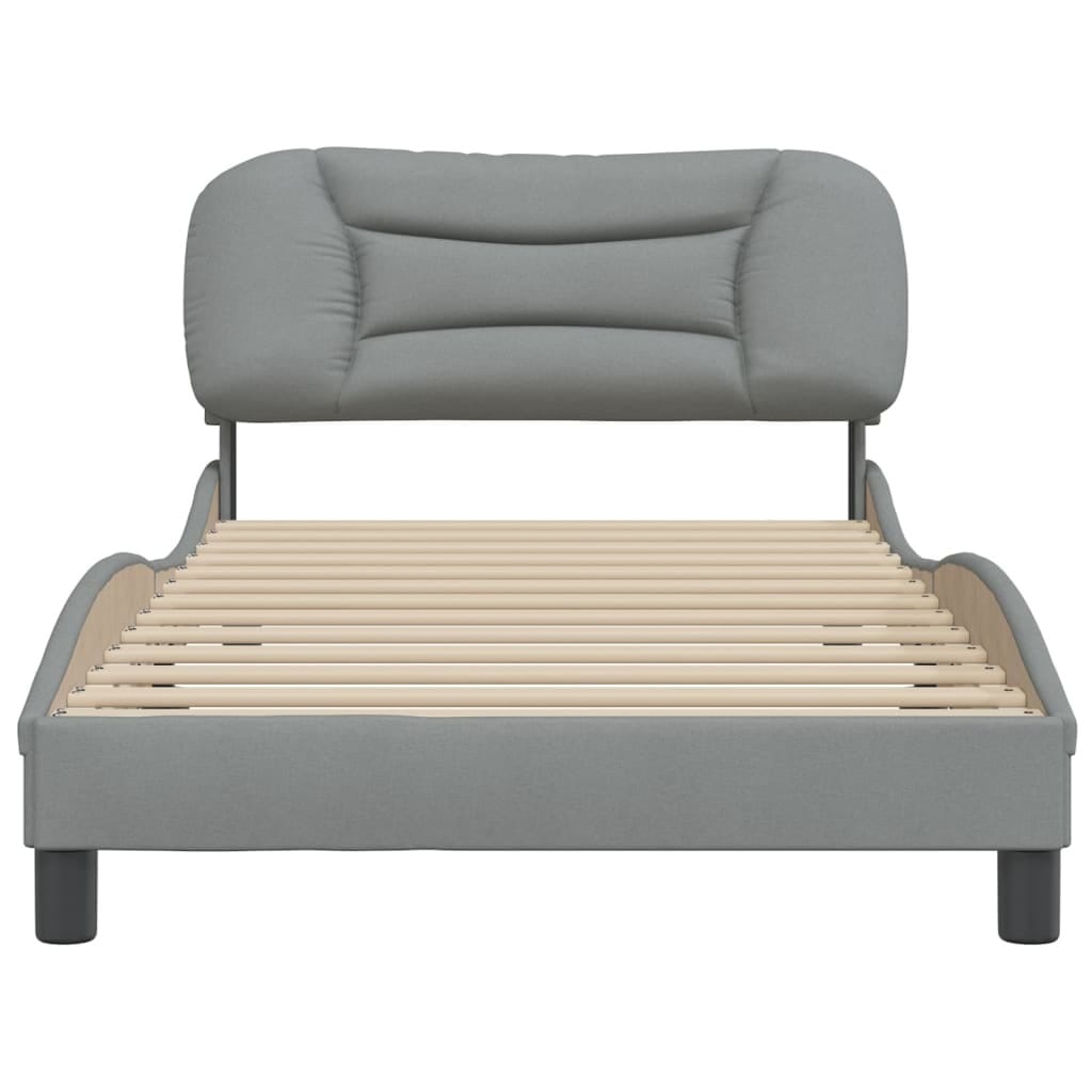 Bed Frame without Mattress "Hvar" Light Gray 39.4"x74.8" Fabric