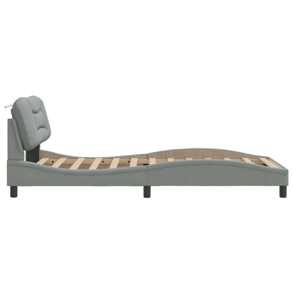Bed Frame without Mattress "Hvar" Light Gray 39.4"x74.8" Fabric