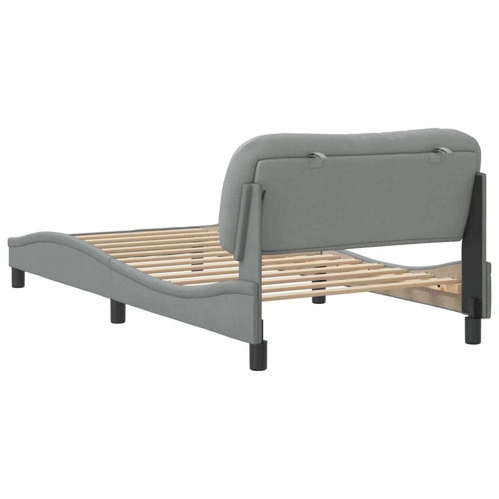 Bed Frame without Mattress "Hvar" Light Gray 39.4"x74.8" Fabric