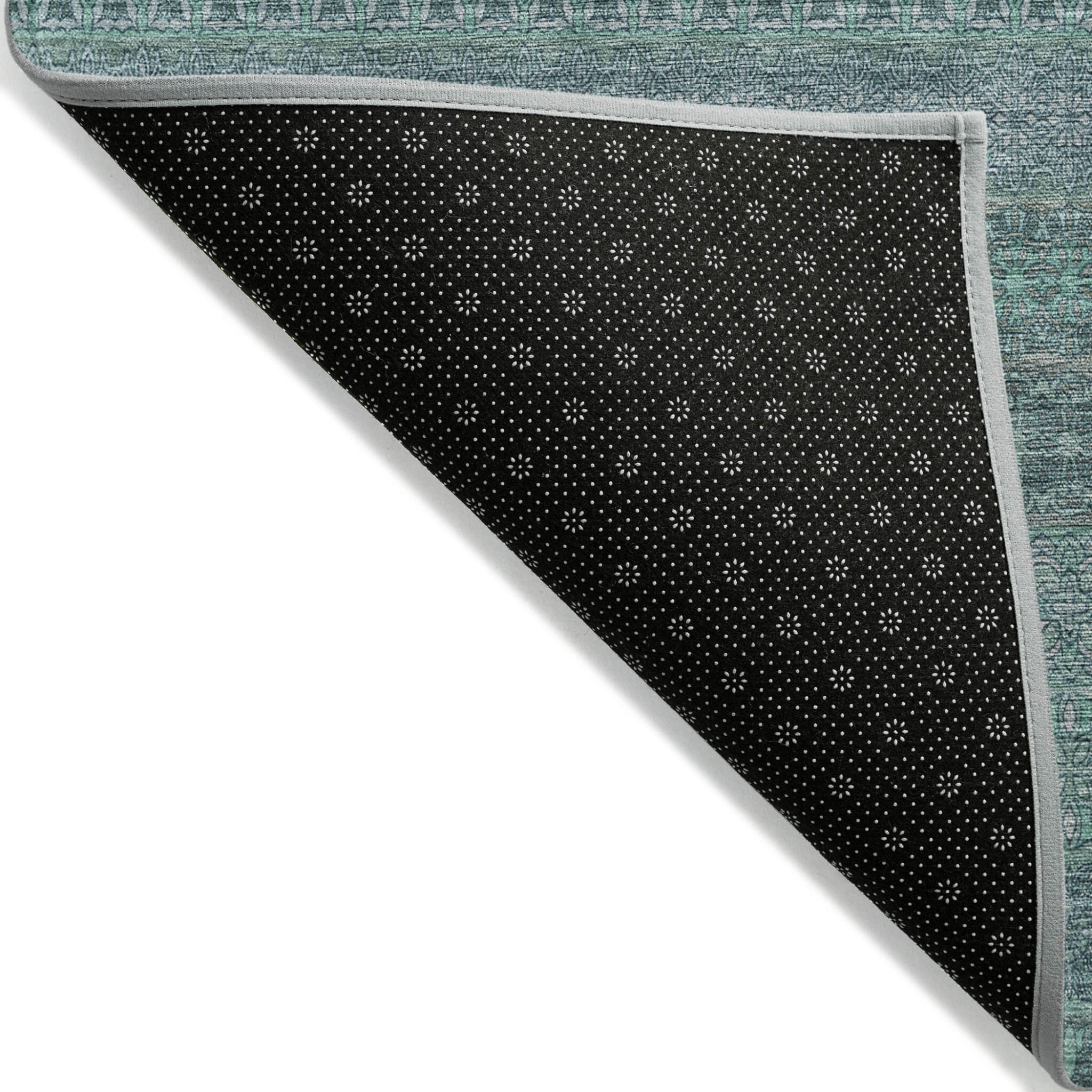 8' X 10' Turquoise Striped Washable Non Skid Indoor Outdoor Area Rug