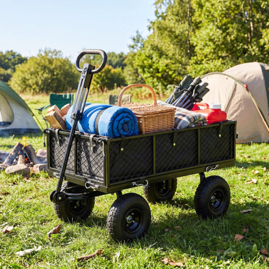 880 lbs Utility Wagon Flatbed with Removable Oxford Cloth Liner-Black - Color: Black