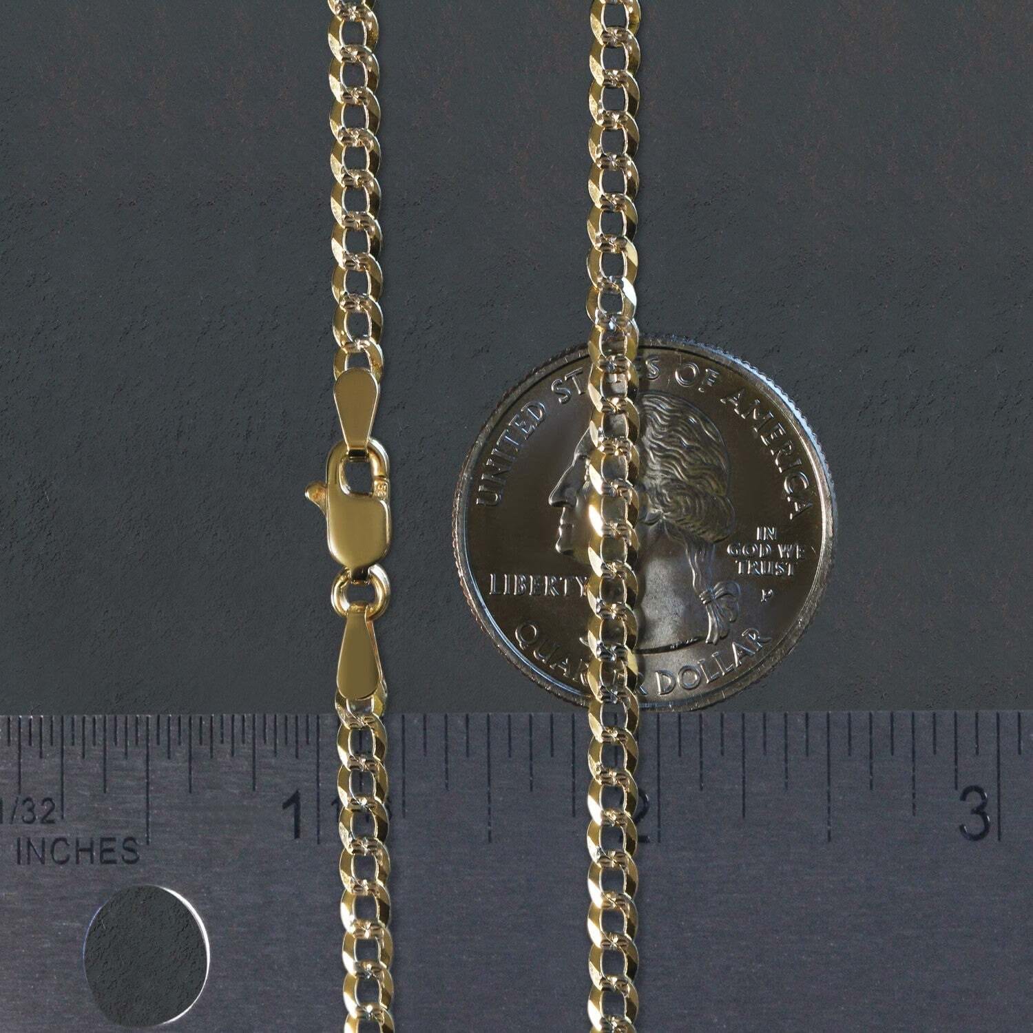 14k Two Tone Gold Pave Curb Chain (3.20 mm)