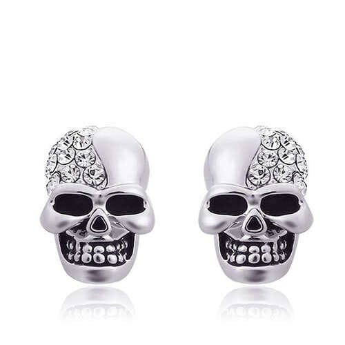 Rhinestone Embellished Skull Punk Fashion Alloy Women Earrings