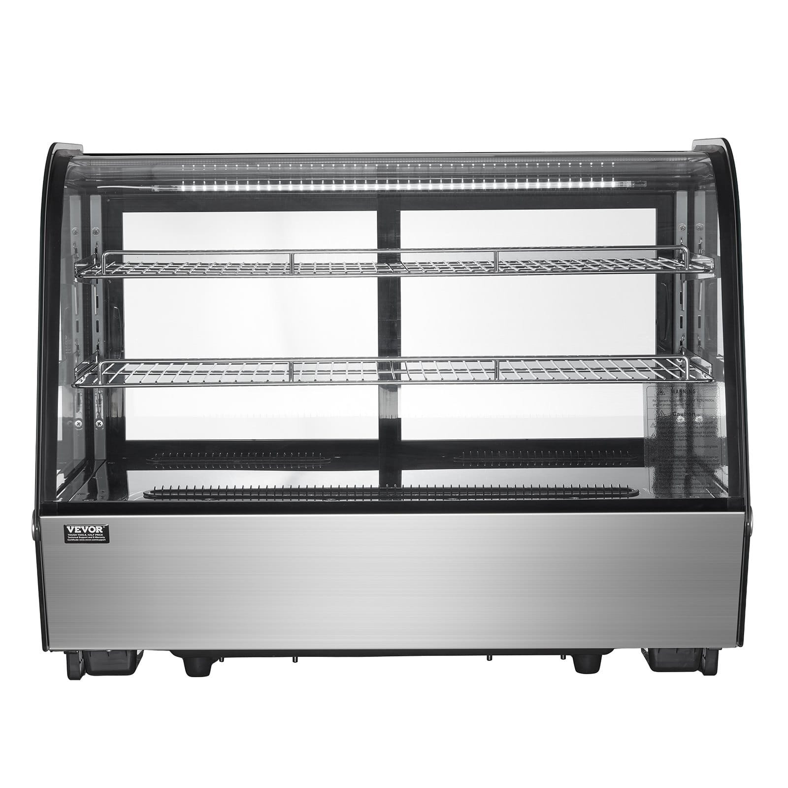 Refrigerated Display Case, 5 Cu.Ft./146L Countertop Pastry Display Case, 2-Tier Commercial Display Refrigerator with LED Lighting, TURBO Cooling, Frost-Free Air-Cooling, for Bakery