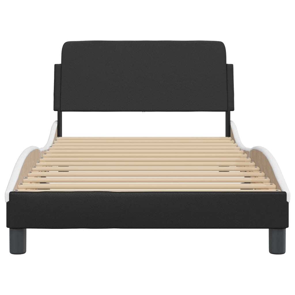 Bed Frame "Dover" Black and White 39.4"x79.9" Faux Leather