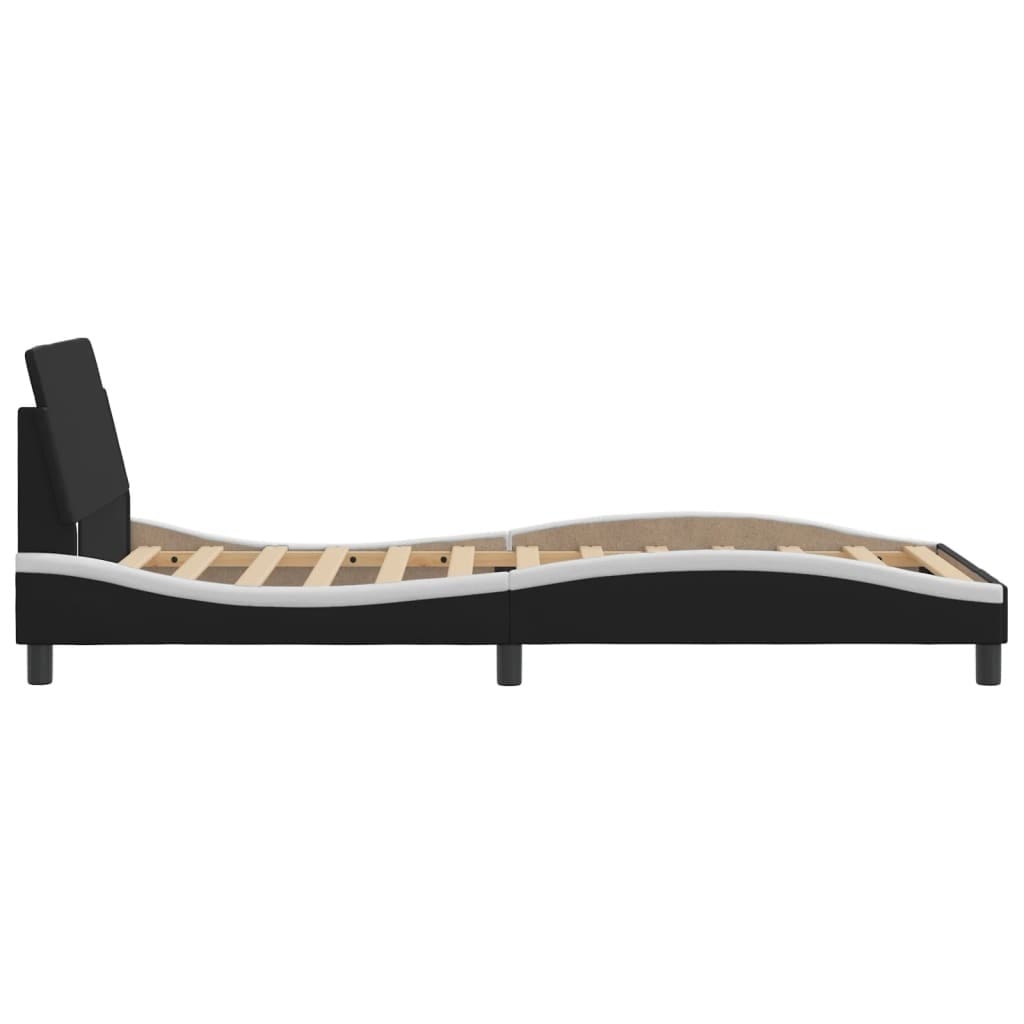 Bed Frame "Dover" Black and White 39.4"x79.9" Faux Leather