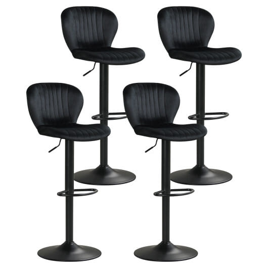 Adjustable Counter Height Chairs Set of 4 with Velvet Upholstered Backrests-Gray