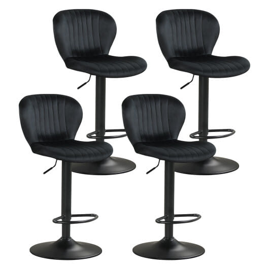 Adjustable Counter Height Chairs Set of 4 with Velvet Upholstered Backrests-Gray