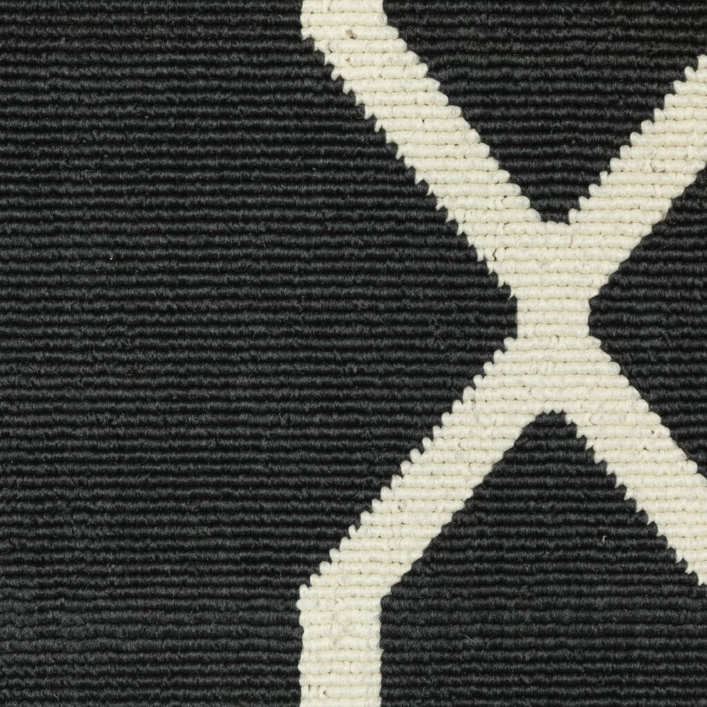 8' X 8' Black and Ivory Indoor Outdoor Area Rug