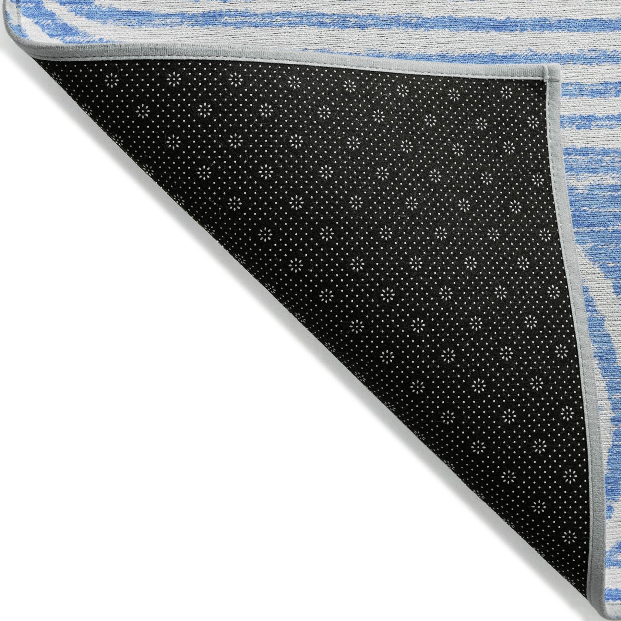 9' X 12' Blue and White Abstract Washable Non Skid Indoor Outdoor Area Rug