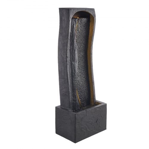Outdoor Water Fountain, 38.58 in Height Fountain and Waterfall, 1-Tier Floor Standing Rock Base Style Fountains with with LED Light and Pump, for Outdoor Indoor Garden, Home, Patio & Backyard