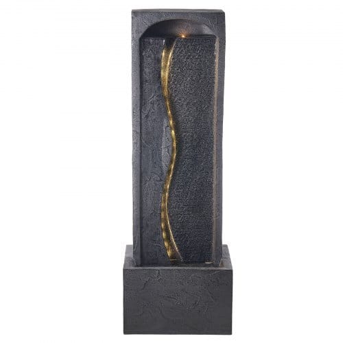 Outdoor Water Fountain, 38.58 in Height Fountain and Waterfall, 1-Tier Floor Standing Rock Base Style Fountains with with LED Light and Pump, for Outdoor Indoor Garden, Home, Patio & Backyard