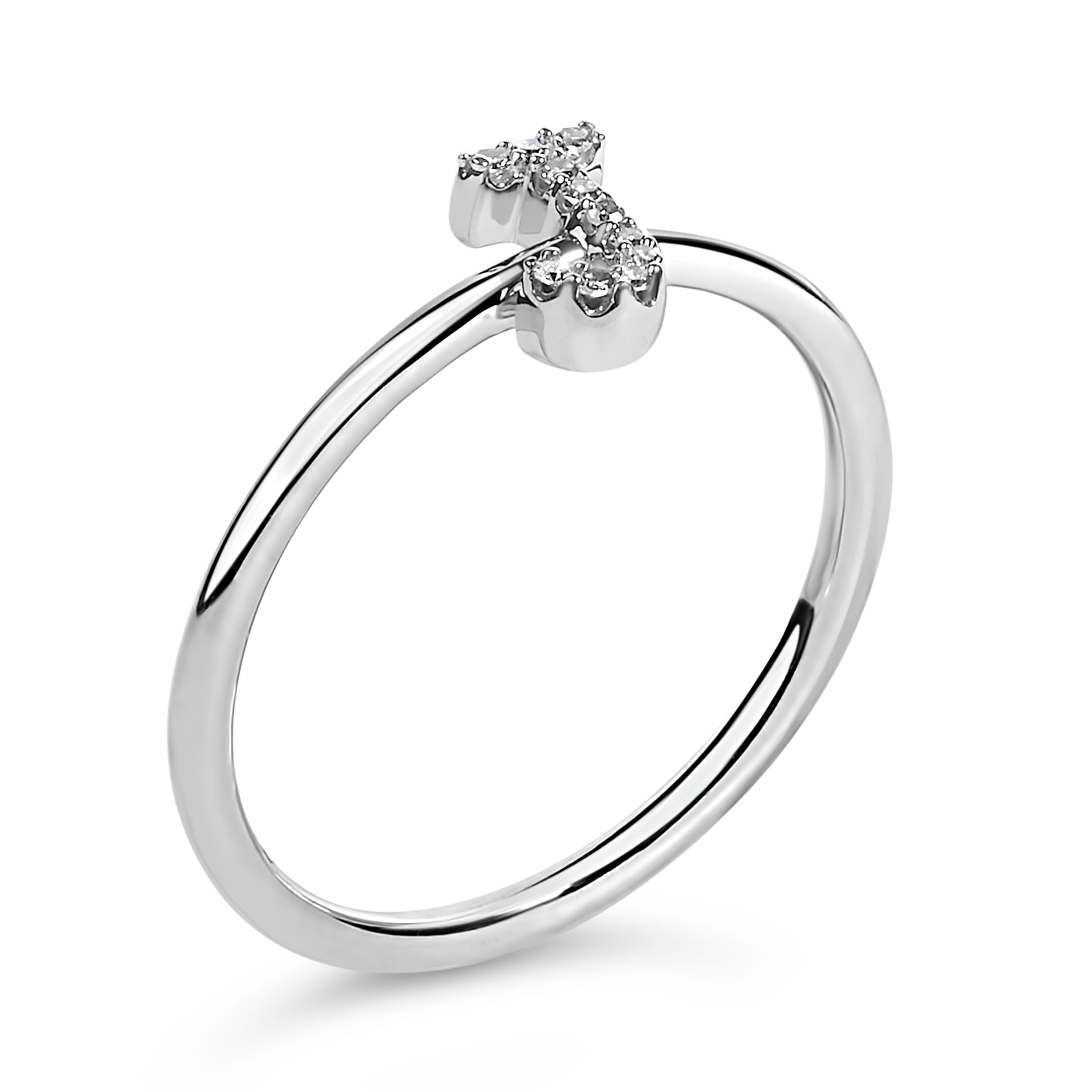 10K White Gold Diamond Accent Initial "J" Ring