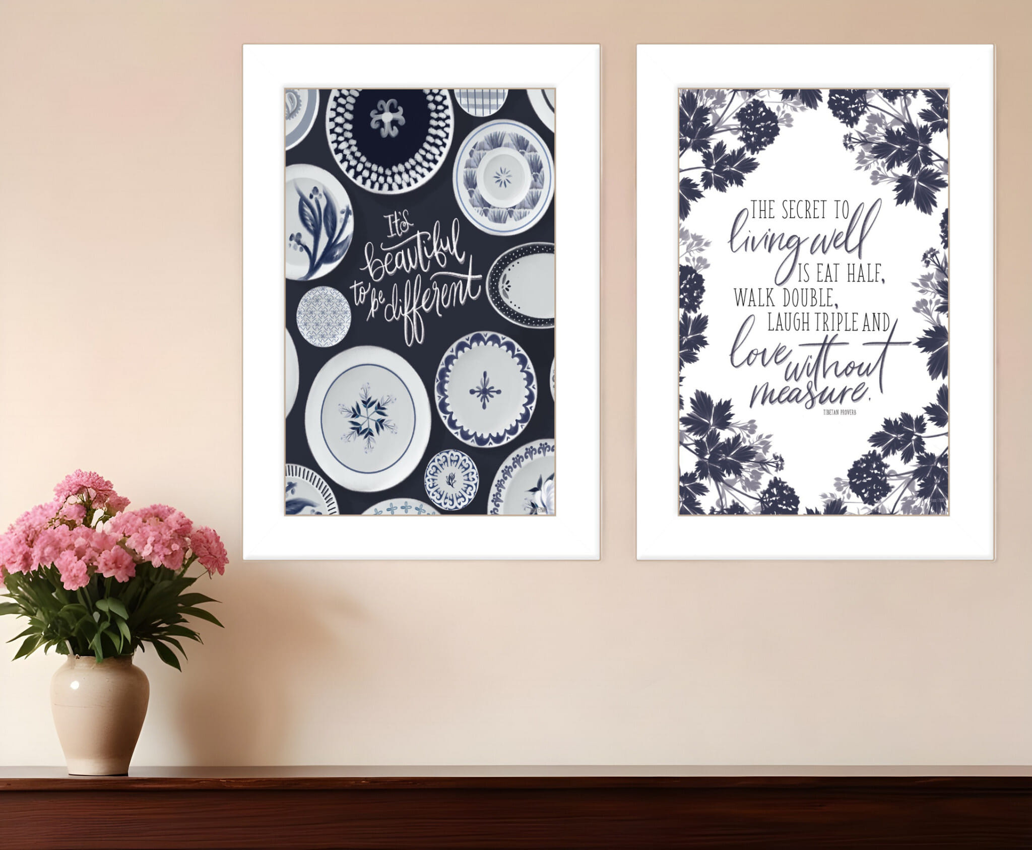 Set Of Two The Secret Beauty White Framed Print Wall Art