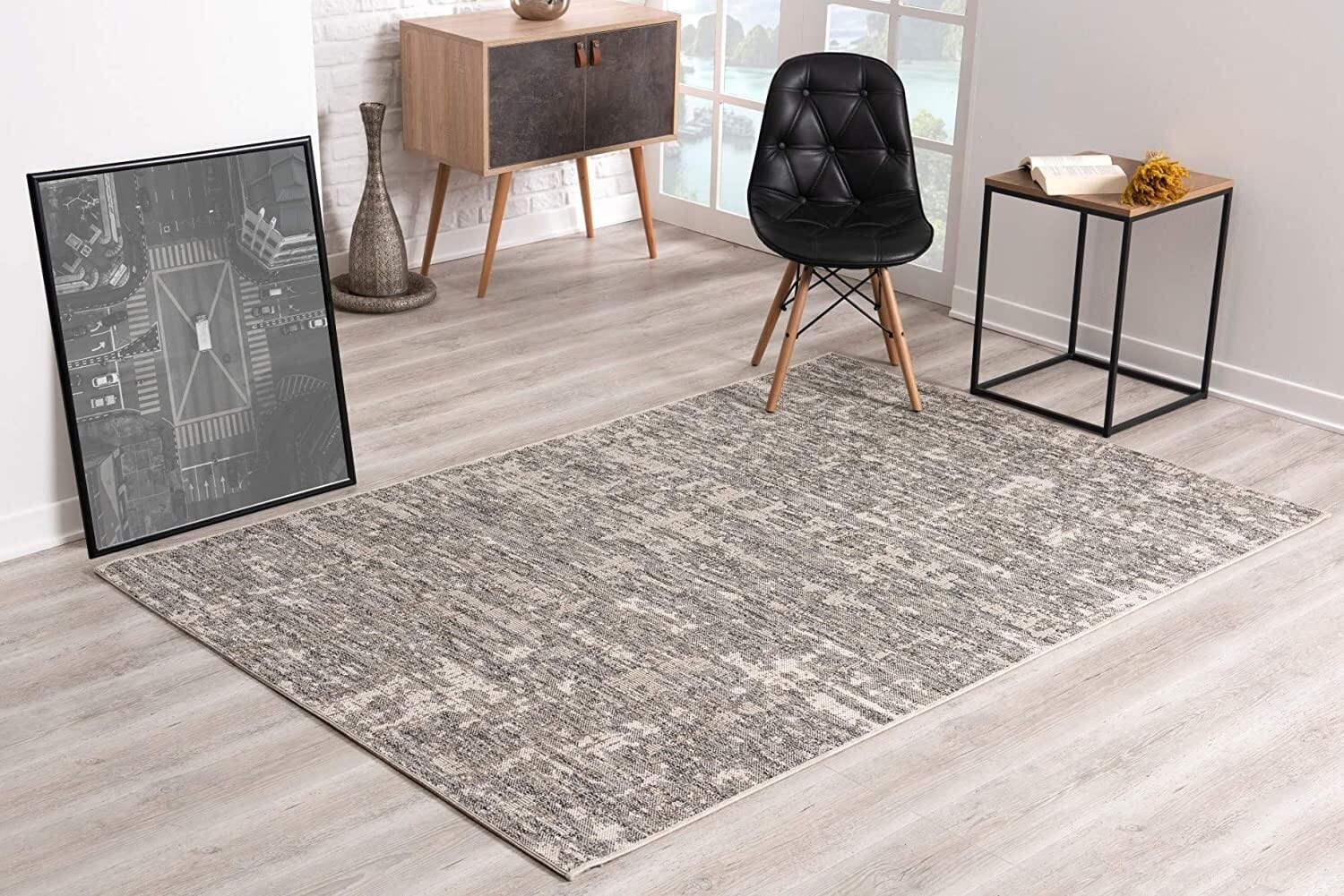 8' Ivory Abstract Power Loom Runner Rug