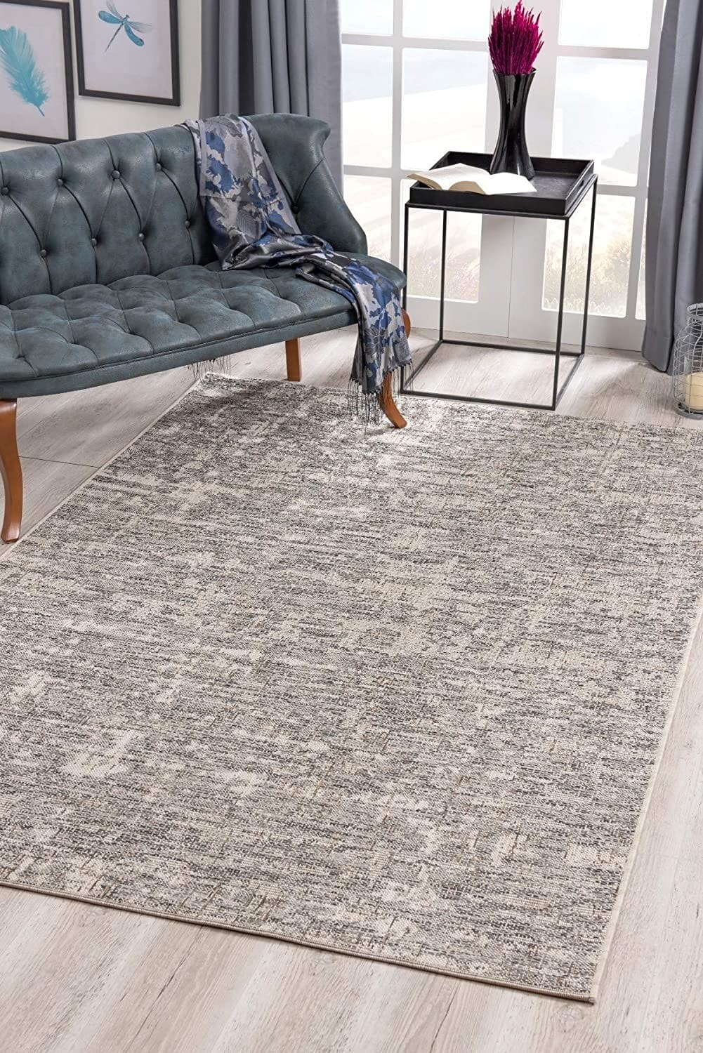 8' Ivory Abstract Power Loom Runner Rug