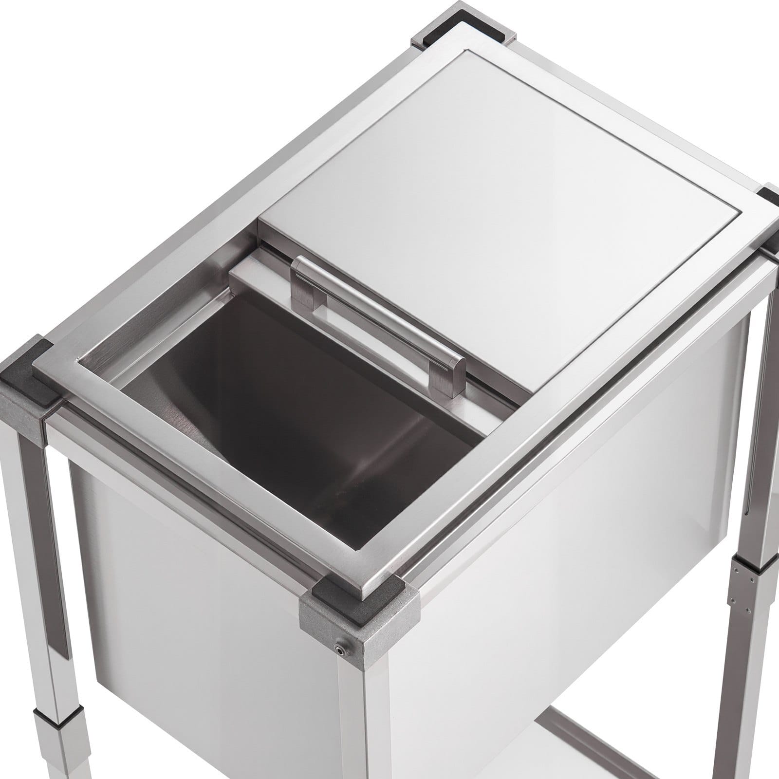 Rolling Ice Chest Cooler Cart, 20"L x 14"W x 38"H Stainless Steel Cooling Bin on Wheels, 29.6 Quart Outdoor Stand Up Cooler Trolley with Shelf, for Patio Backyard Party Bar Cold Drinks