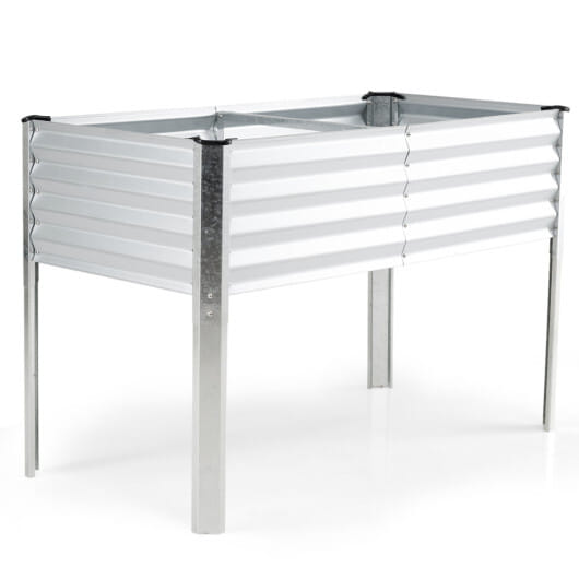 Galvanized Raised Garden Bed with Legs 46" x 24" x 31" Metal Elevated Planter Box-Gray