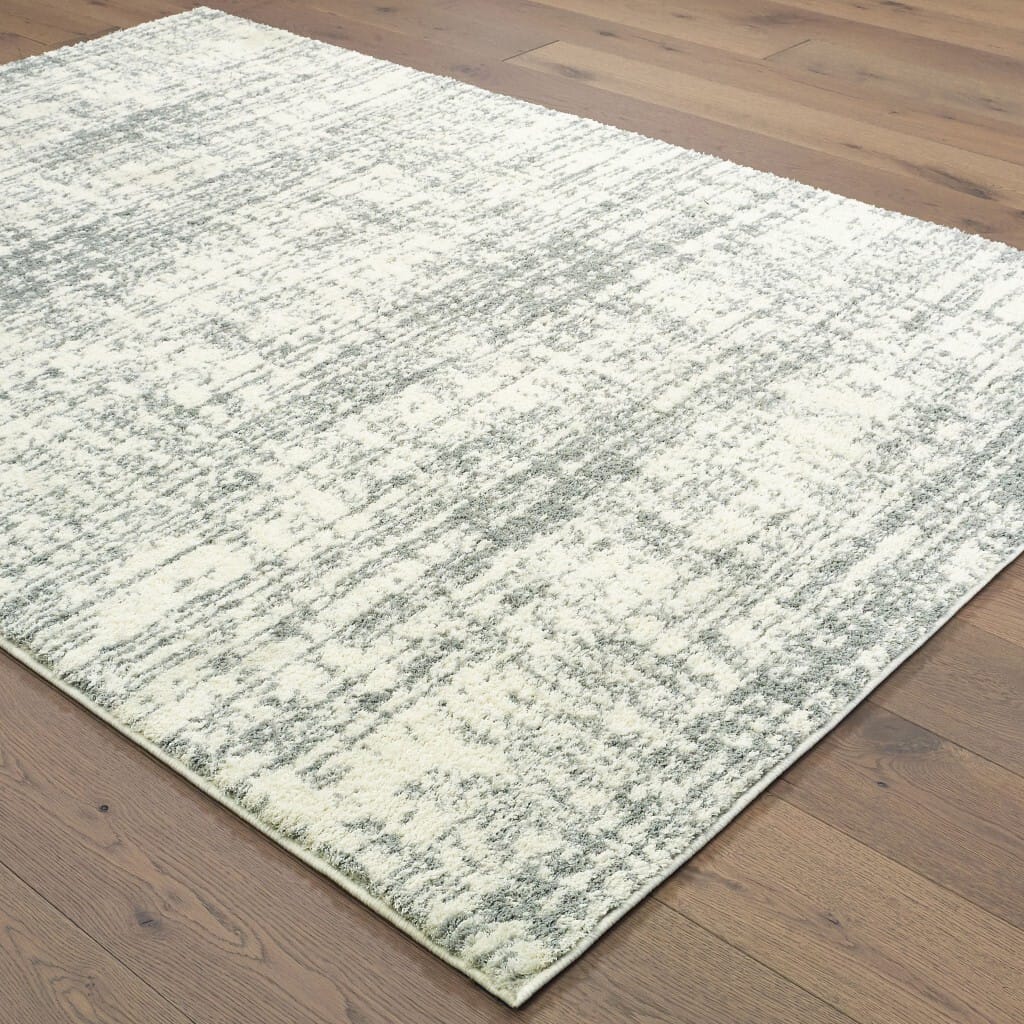 4' X 6' Ivory And Gray Abstract Strokes Area Rug