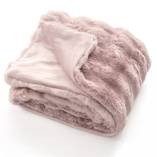 Luxury Fuzzy Plush Rabbit Fur Bubble Blanket for Armchair-Pink - Color: Pink