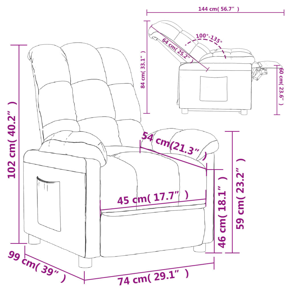 Recliner Taupe Fabric