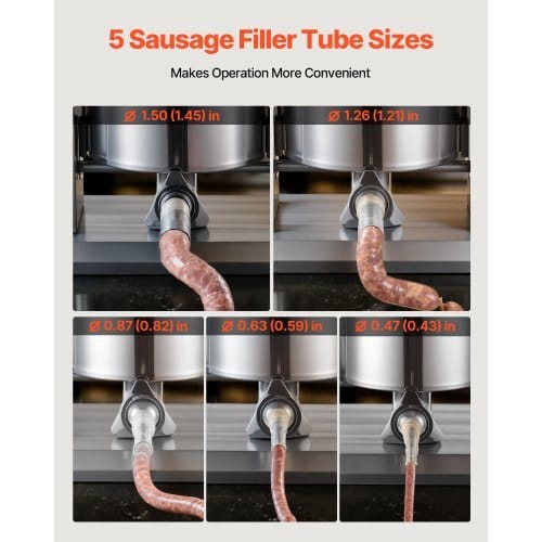 Electric Sausage Stuffer, 55 LBS / 25 L Vertical Meat Stuffer, Stepless Speed Control and Foot Pedal, Stainless Steel Heavy Duty Sausage Filler with 5 Stuffing Tubes, for Commercial & Home Use