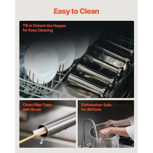 Electric Sausage Stuffer, 55 LBS / 25 L Vertical Meat Stuffer, Stepless Speed Control and Foot Pedal, Stainless Steel Heavy Duty Sausage Filler with 5 Stuffing Tubes, for Commercial & Home Use