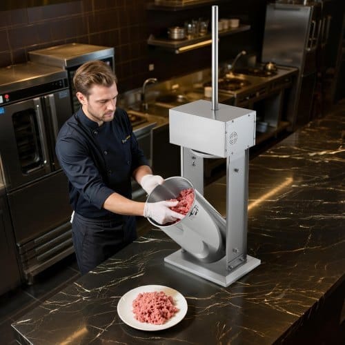 Electric Sausage Stuffer, 55 LBS / 25 L Vertical Meat Stuffer, Stepless Speed Control and Foot Pedal, Stainless Steel Heavy Duty Sausage Filler with 5 Stuffing Tubes, for Commercial & Home Use