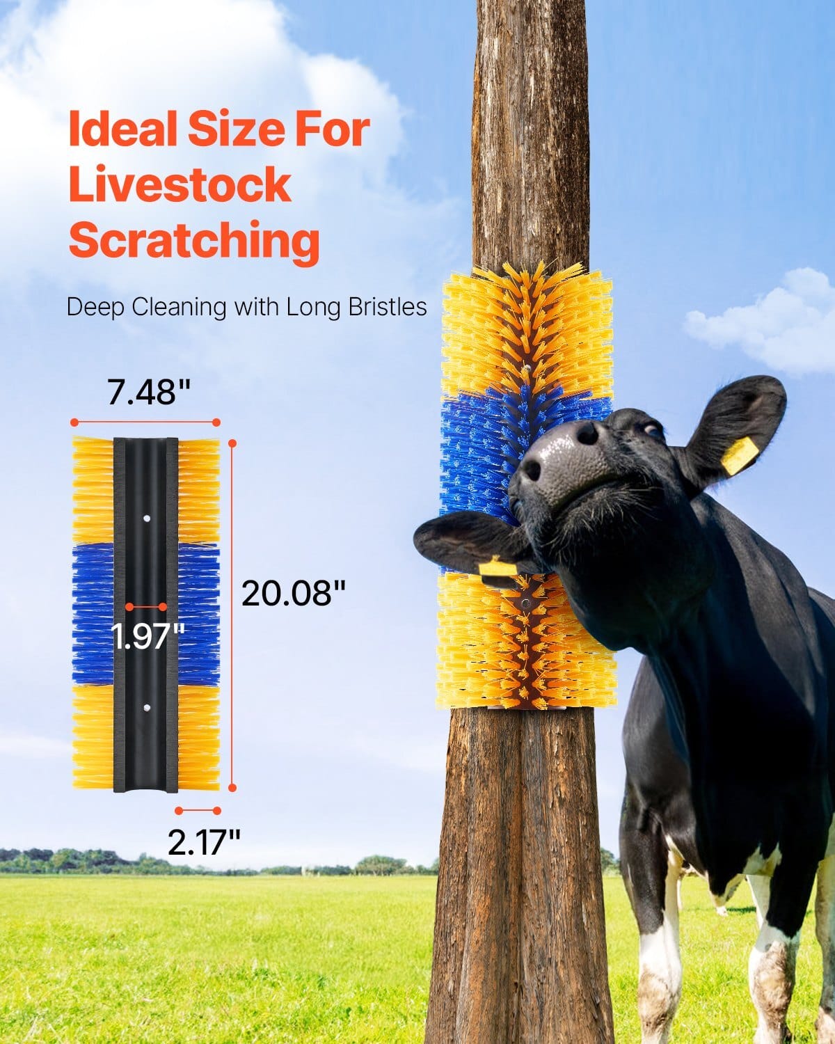 Livestock Scratching Brush, 6 Pcs Horse Brush with 12 Screws, 20 x 7.5 in Cow Scratcher, for Back Itch Relief & Keep Cleaning, Grooming & Scratching Post Brush for Horse, Pig, Cattle Supplies