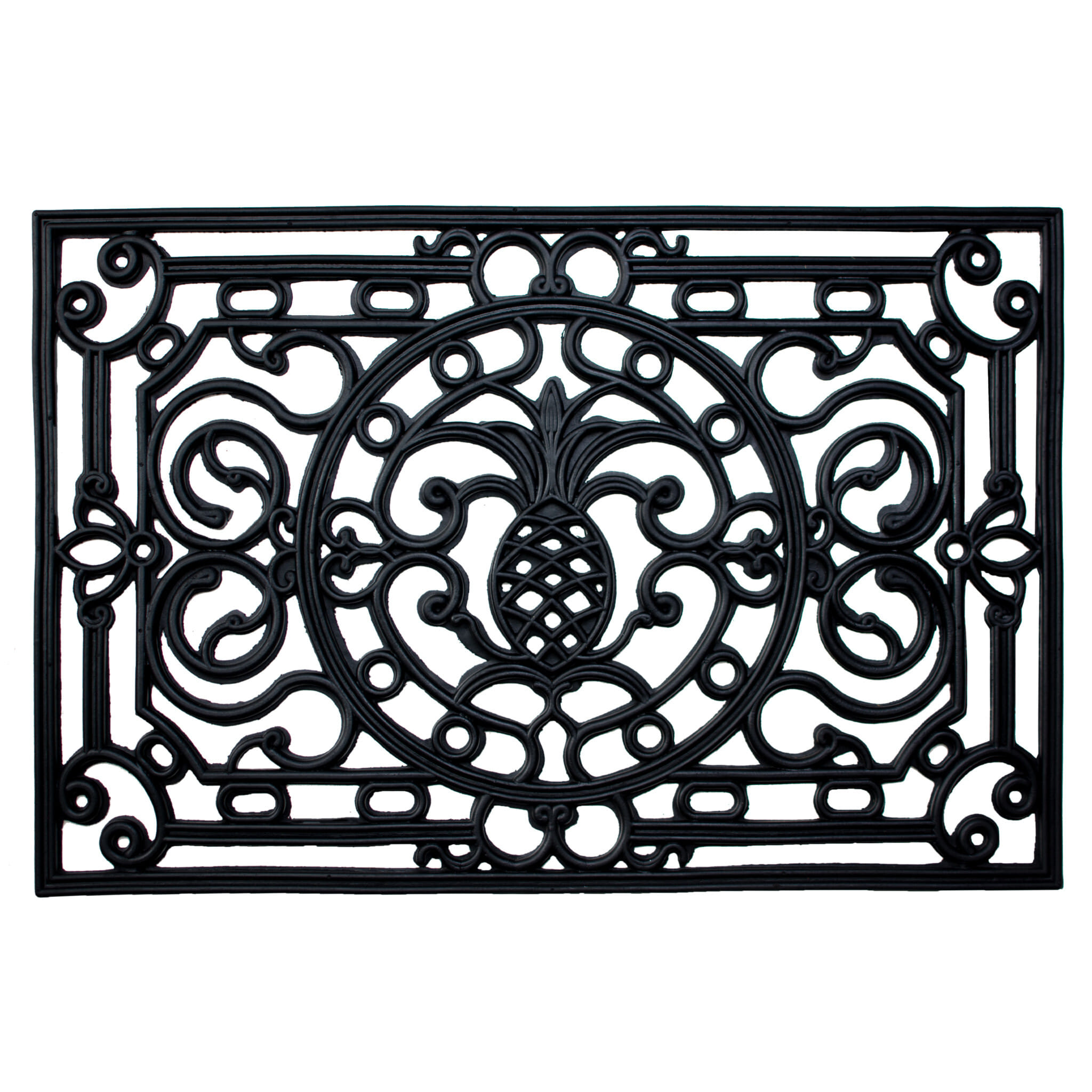 18" X 30" Black Rubber Pineapple Outdoor Door Mat