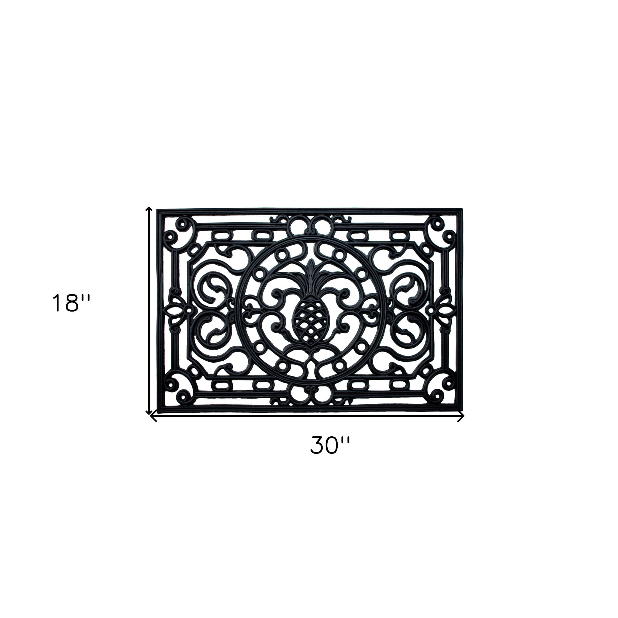 18" X 30" Black Rubber Pineapple Outdoor Door Mat