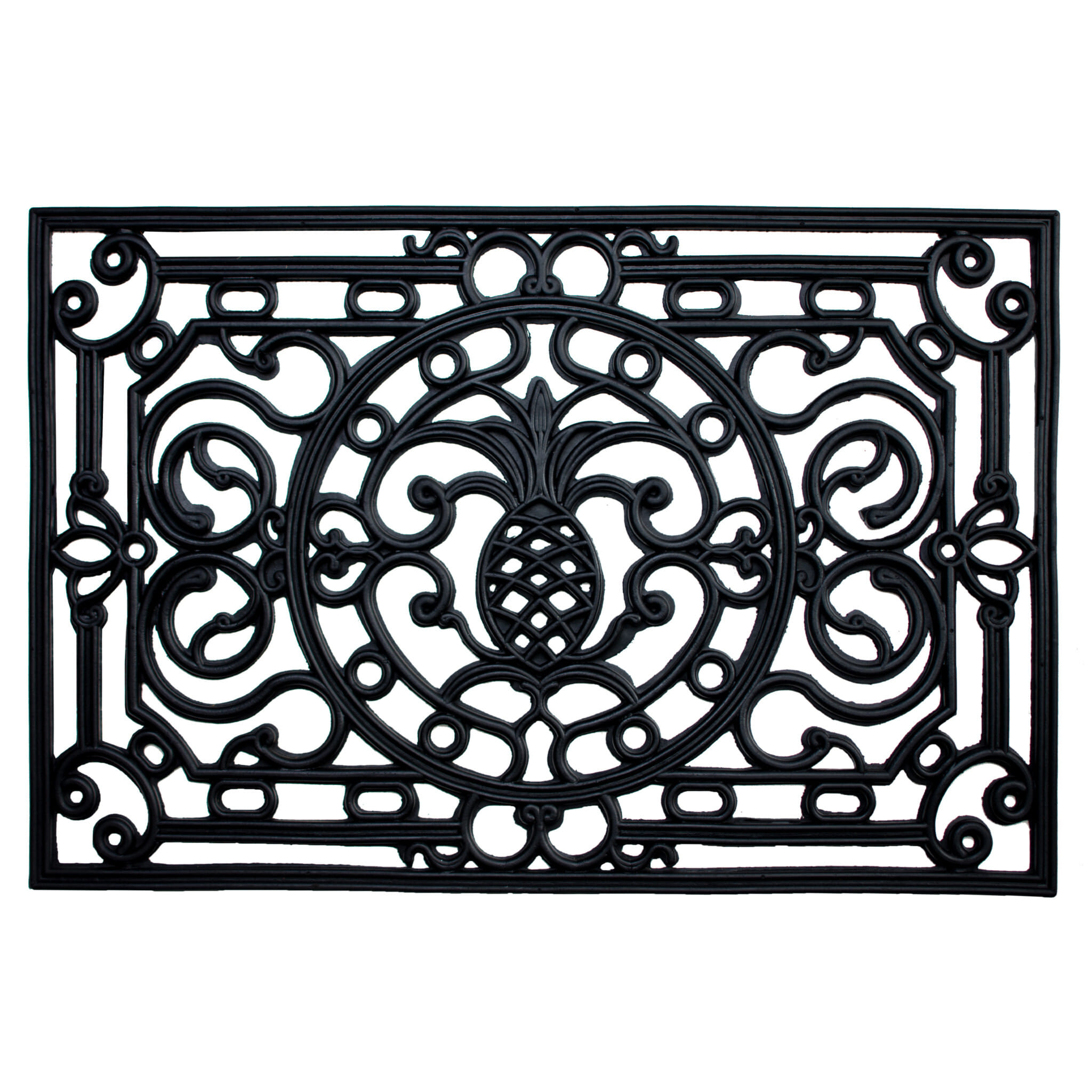 18" X 30" Black Rubber Pineapple Outdoor Door Mat