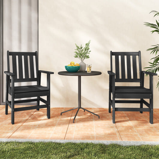 7 Pieces Patio Dining Set Outdoor HDPE Weather Resistant Table and Chairs Set-Black - Color: Black