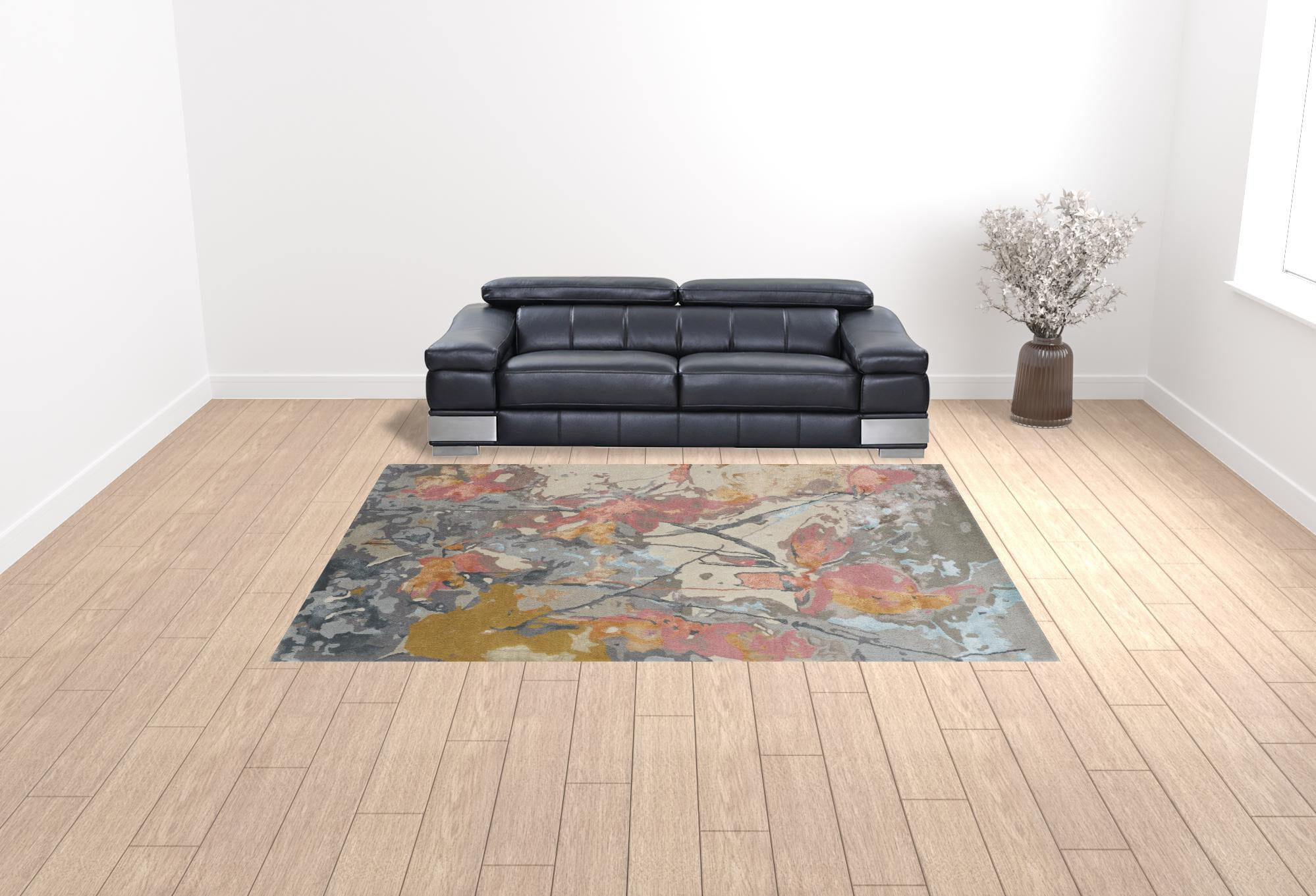 9' X 12' Ivory and Blue Wool Floral Hand Tufted Area Rug