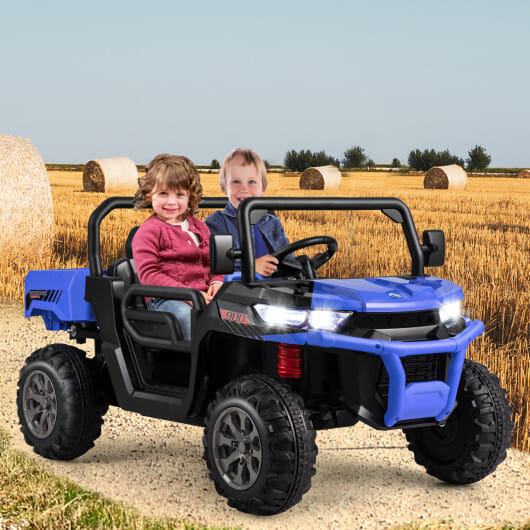 24V Ride On Kids Car with Dump Bed and Remote Control-Navy - Color: Navy