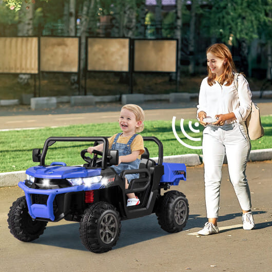 24V Ride On Kids Car with Dump Bed and Remote Control-Navy - Color: Navy